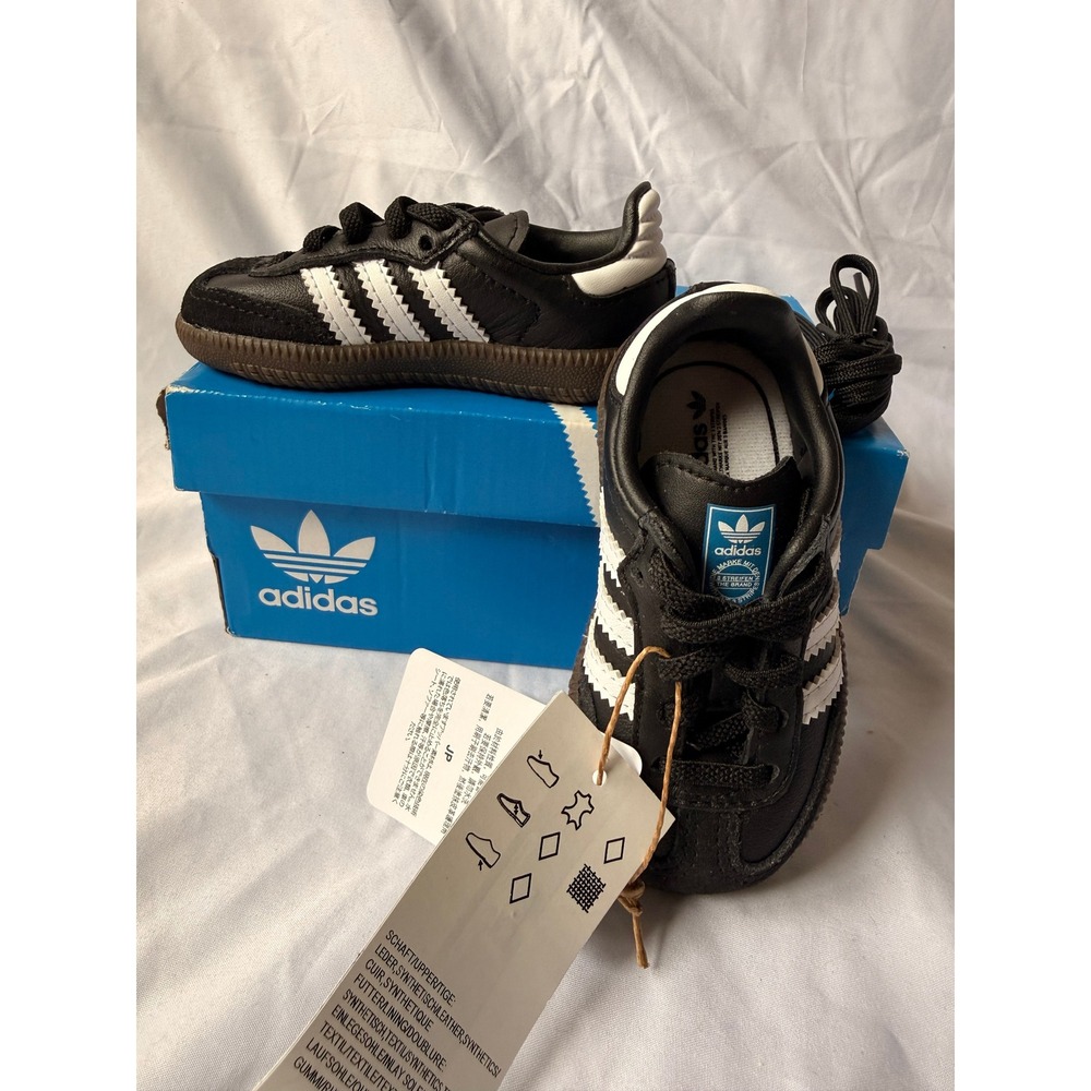 Adidas Samba OG EL I Kids Sneakers Black White Gum IE3680 Size 4K US